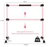 Barra Doble para Ballet Portátil con Altura Regulable para Niñas Aduntos  Fitness Bailar Danza Elongar Músculos Rosa 124,5 x 71 x 120 cm