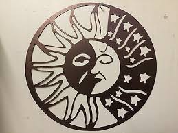 Geometric sun, hand painted multicolored wall art of a geometric sun. Home Garden Decorative Sun And Moon Plasma Cut Metal Wall Art Hanging Home Decor Maybrands Com Ng