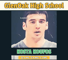 Kosta Koufos had an impressive high school basketball career at GlenOak  High School in Canton, Ohio, where he played as a center for the Golden  Eagles. During his junior year, he averaged