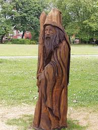 A Chainsaw Sculptures Over 2 Metres High The Wizard Of Old Moat Park Manchester Chainsaw Wood Carving Tree Carving Carving