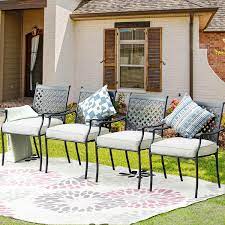 20 x 18 x 3 inch reversible dining chair seat cushion with orange stripe. Buy Patiofestival 8 Piece Patio Dining Chairs Metal Outdoor Chairs Wrought Iron Patio Furniture Dinning Chairs Set With Arms And Seat Cushions Online In Vietnam B08x1gthvx