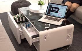 Sobro Coffee Table With Touch Controls Fridge And Charging Stations Goodgood Coffee Table With Fridge Cool Coffee Tables Coffee Table Design