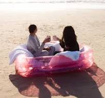 Heart Shaped Inflatable Pool, Clear Pink - FUNBOY