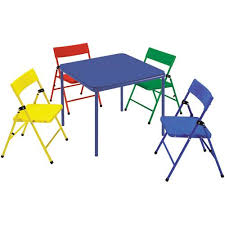 Kids 5 Piece Steel Frame Folding Chair And Table Set Walmart Com Kids Folding Chair Folding Chair Kids Table Chair Set