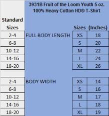 70 symbolic fruit of the loom sizing chart t shirt