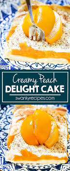 Peach Delight Is A Very Easy Cake Recipe Made With Butter Yellow Cake Mix Canned Peaches Sour Cream Egg Yolks A Peach Delight Fruit Recipes Canned Peaches