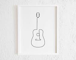 Guitar Drawing Print Printable Minimalist Guitar Doodle Wall Decor Modern Music Doodle Wall Guitar Doodle Guitar Drawing