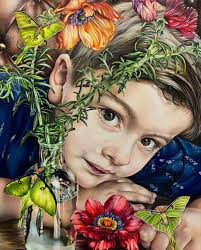 Polyphemus moth drawing in prismacolor