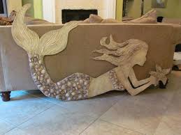 It can be hung outside or indoors. Large Hand Made Mermaid Wall Art With Shell By Lucydesignsonline 300 00 Mermaid Wall Art Mermaid Decor Mermaid Wall