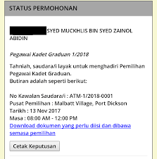 Berikut dikongsikan maklumat penting dan panduan permohonan pegawai kadet graduan terkini yang memaparkan cara membuat permohonan, syarat kelayakan, syarat perlantikan dan tarikh tutup. Hidup Mesti Mau Gempak Pengalaman Pemilihan Pegawai Kadet Graduan 1 2018