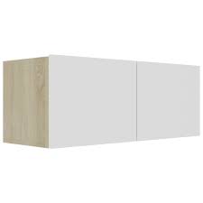 Hochglanz tv schrank in weiß mit eiche für geräte bis 60. Vidaxl Tv Schrank Weiss Und Sonoma Eiche 80 X 30 X Real De