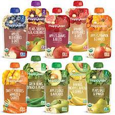 Amazon Com Happy Baby Organics Clearly Crafted Stage 2 Baby Food Fruit Veggie Variety Pack 4 Ounce Pouch Pack Of 10 Baby