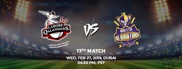 Now, they are on the top of the points table by winning both of their matches. Lahore Qalandars Vs Quetta Gladiators 17th Match Psl 2019 Dubai Bookitnow Pk