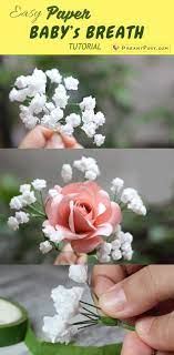 Super Simple And Realistic To Make Baby Breath Paper Flower Paper Flowers Paper Flower Bouquet Paper Flower Tutorial