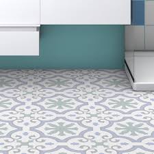 Vinyl flooring, though sporting classic contrasting tiles pattern, escapes the boredom as it's been coloured pastel blue and white. Bathroom Floor Blue Floor Tiles Wall Tiles You Ll Love In 2021 Wayfair