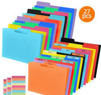 27/54 Pack 9 Colors Plastic Manila Folders, Back To School Folders Letter  A4 Size, Poly Filing Folders - Heavy Duty 1/3 Cut Tab, Classroom Organizatio