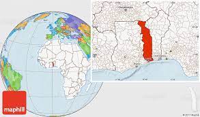 Togo On World Map Political Location Map Of Togo, Highlighted Continent
