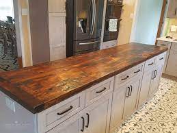 A modern bathroom with a. Island Top Handcrafted Using Reclaimed Mixed Character Yellow Pine Barn Wood 104 L X 26 Lake House Kitchen Wood Countertops Kitchen Diy Kitchen Countertops