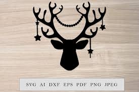 For merchandise uses, you always need to purchase a single. Silhouette Of A Christmas Deer With Antlers Decorated 998209 Illustrations Design Bundles