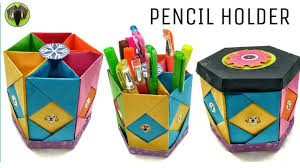hexagonal pencil holder box with lid diy tutorial 905 youtube diy pencil holder paper craft videos origami easy