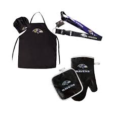 Baltimore Ravens Black And White Logo Nfl Baltimore Ravens Sports Team Logo Combo Bbq Set Chef Hat Apron Oven Mitt Pot Holder And Lanyard Sports Team Logos Nfl Baltimore Ravens Bbq Accessories