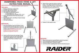 raider elite snowmobile track stand lift