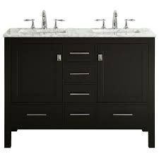 The color of your bath vanity cabinet will give your bathroom a certain vibe. Eviva Evvn412 48es Ds Aberdeen 48 Inch Transitional Bathroom Vanity With White Carrara Countertop And Double Sinks