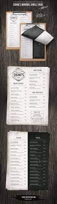 Sigma Minimal Us Letter And A4 Single Page Menu Menu Design Lettering Restaurant Menu Design