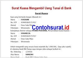 Sebaiknya saat kita menulis surat kuasa ini harus menuliskan kuasa kita dengan jelas, seperti. Contoh Surat Kuasa Mengambil Uang Tunai Di Bank Surat Uang Surat Kuasa