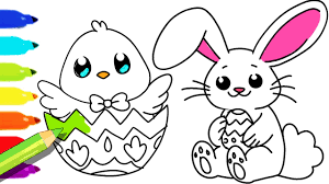 Discover amazing drawings of easter bunnies, baby animals, easter eggs, spring flowers and more. How To Draw And Color Easter Bunny And Fun Colouring Pages For Kids Youtube