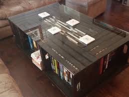 Crate Coffee Table Made From 6 Crates From Lowe S Glass Top Made To Protect The Surface And Used The Same Custom Furniture Diy Crate Coffee Table Coffee Table