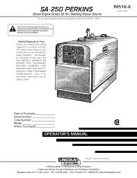 sa 250 perkins im518 a lincoln electric pages 1 28