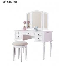 Little Girls Childs Childrens White Vanity Set Makeup Desk With Stool Mirror Bedroom Vanity Mirrored Vanity Table White Vanity Set