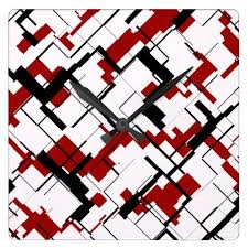Black And Red Pattern Design Digital Camo Black White Red Pattern Square Wall Clock Zazzle Com Wall Clock Black And White Black White Red Black And White