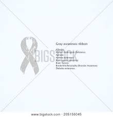 Sometimes, people wear a rainbow of ribbons or a ribbon with many different colors to symbolize the same thing. Gray Awareness Ribbon Vector Photo Free Trial Bigstock