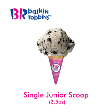 Br ice cream selection offers an interesting range of delicious baskin robbins flavours such as chocolate, cookies 'n cream, mint. Baskin Robbins Single Junior Scoop Ice Cream Lazat F B Ecoupon Take Away Dine In Lazada