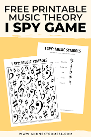 Music Symbols Themed I Spy Game Free Printable For Kids Music Theory Games Music Lessons For Kids Music Theory