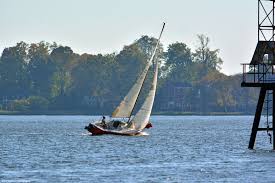 Sailboat On Delaware River Burlington Nj Is In The