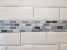 Home Depot Stone White Beveled Subway Tiles With Marble Accent Trim Tiles Guest Bathroom Remodel White Beveled Subway Tile White Subway Tile Bathroom