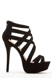 Black Faux Suede Cross Strap Platform Heels Cicihot Heel Shoes Online Store Sales Stiletto Heel Shoes High Heel Dress Shoes Womens Prom Shoes Stiletto Heels