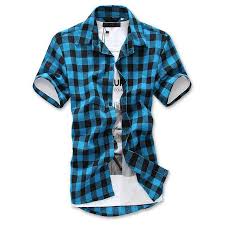 Black And Red Checkered Shirt Fashion Red Black Blue Mens Plaid Shirt Short Sleeve Men Checked Shirt Men Cotton Mens Shirts C Plaid Shirt Men Plaid Short Sleeve Shirt Slim Fit Casual Shirts