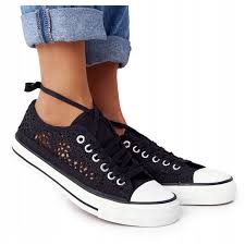 FB2 Női fekete csipke Candice cipők - KeeShoes