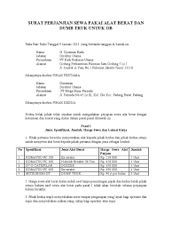 Selama masa penyewaan alat berat, keperluan olie. Surat Perjanjian Sewa Alat Berat