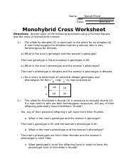 Home » unlabelled » monohybrid cross answer key : Monohybrid Cross Worksheet 1 Copy Name Tearah Elliott Date Class Nsci105 Monohybrid Cross Worksheet Directions Answer Each Of The Following Course Hero