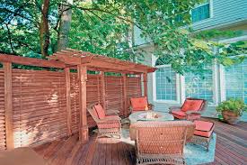 To build a bamboo privacy screen, for example, you need thin wood strips, exterior wood stain, bamboo fencing, small l brackets and cup hooks. Design Ideas For Outdoor Privacy Walls Screens And Curtains Diy