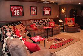 Choose the man cave decor to truly put forth your manly self. Hubby S 49er Mancave I Did For Him Man Cave Garage Classy Man Cave Man Cave