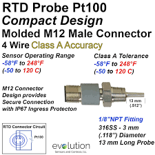 Media compatibilityclean, dry, noncorrosive gases. Compact Rtd Probe M12 Connector 1 8 Npt Fitting 1 2 Long Probe 4 Wire Class A Evolution Sensors And Controls