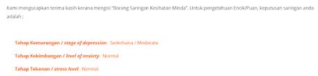 Psikotes adalah bidang yang ditandai dengan penggunaan sampel perilaku untuk menilai konstruksi psikologis, seperti fungsi kognitif dan emosional, tentang individu tertentu. Ujian Saringan Minda Sihat Dass Depression Anxiety Stress Scale Atiqah Najihah
