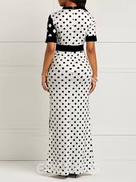 Black And White Polka Dot Bodycon Dress Bodycon Polka Dots Color Block Women S Dress Bodycon Dress With Sleeves Maxi Dress With Sleeves Womens Maxi Dresses