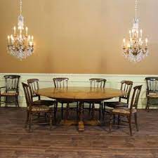Gray bleached oak wood and textured iron details on the base. Extra Large Round Dining Tables Houzz